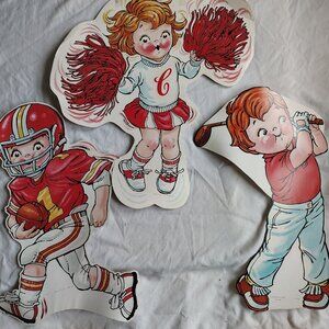 Vintage 1980s 16" Campbell's Kids Cardboard Sports Die-cut Litho Cutouts - Lot o